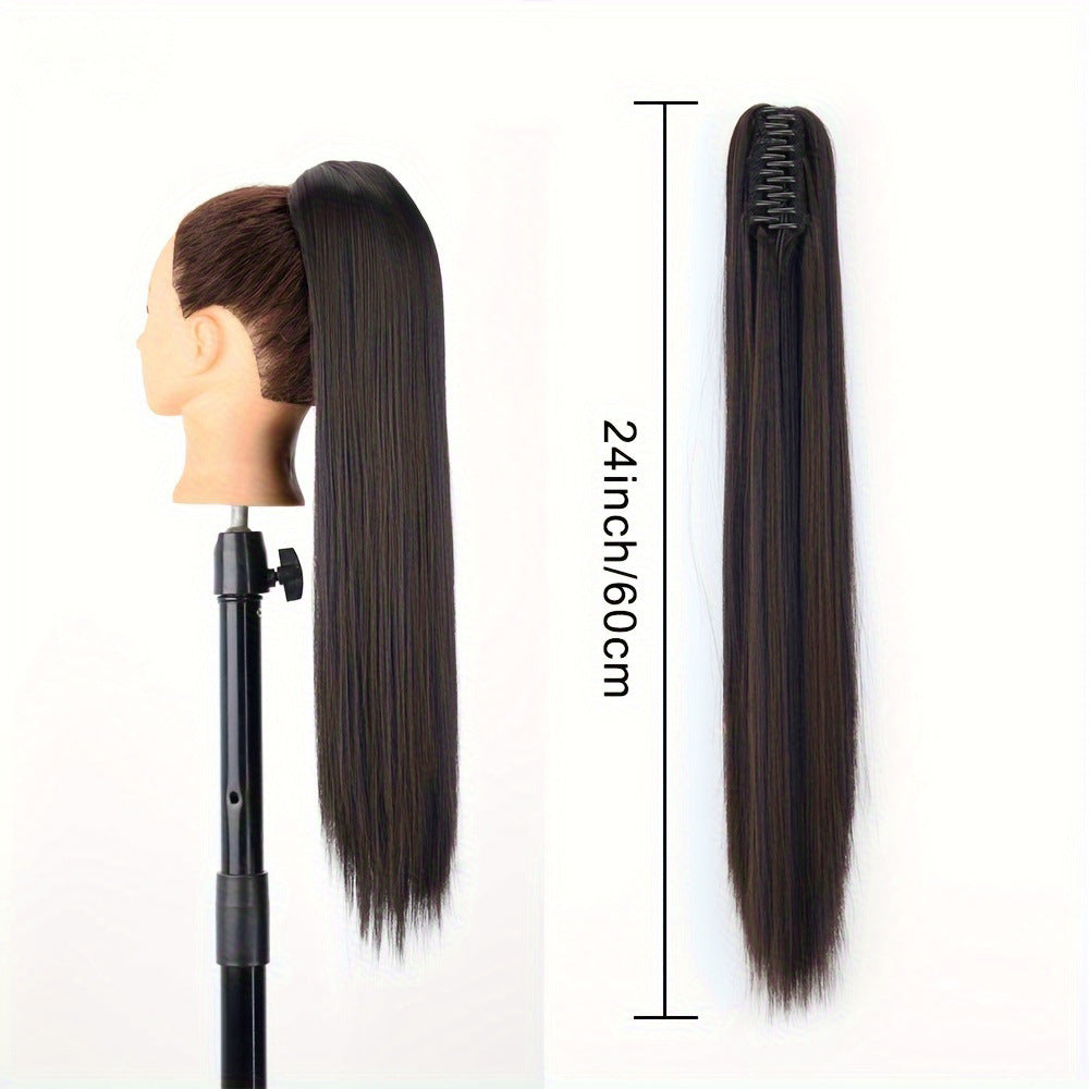 New wig, women's ponytail, medium long hair, simulated hair, natural micro curls, grab clip style ponytail, high ponytail, fake