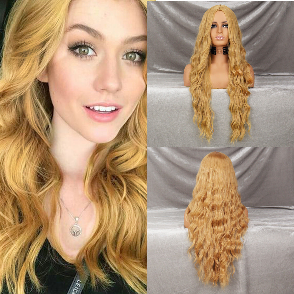 [Celebrity Makeup Room Same Style] Film and Television Grade High Temperature Silk Wig with Large Wave Curling Hair Replacement Half Head Set