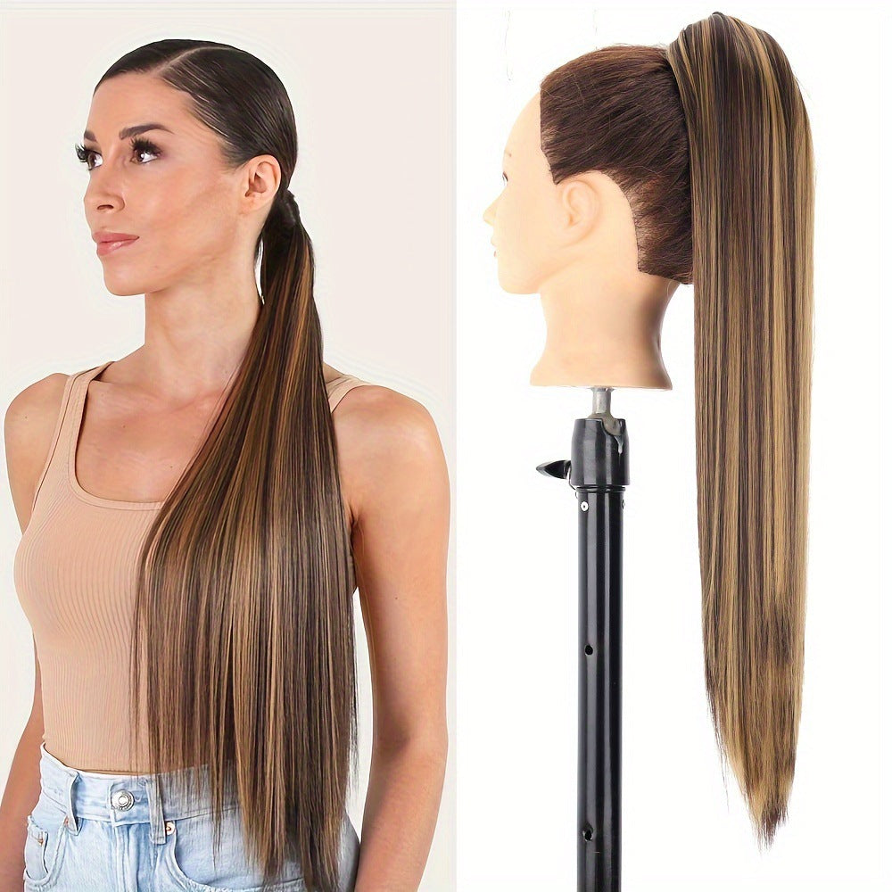 New wig, women's ponytail, medium long hair, simulated hair, natural micro curls, grab clip style ponytail, high ponytail, fake