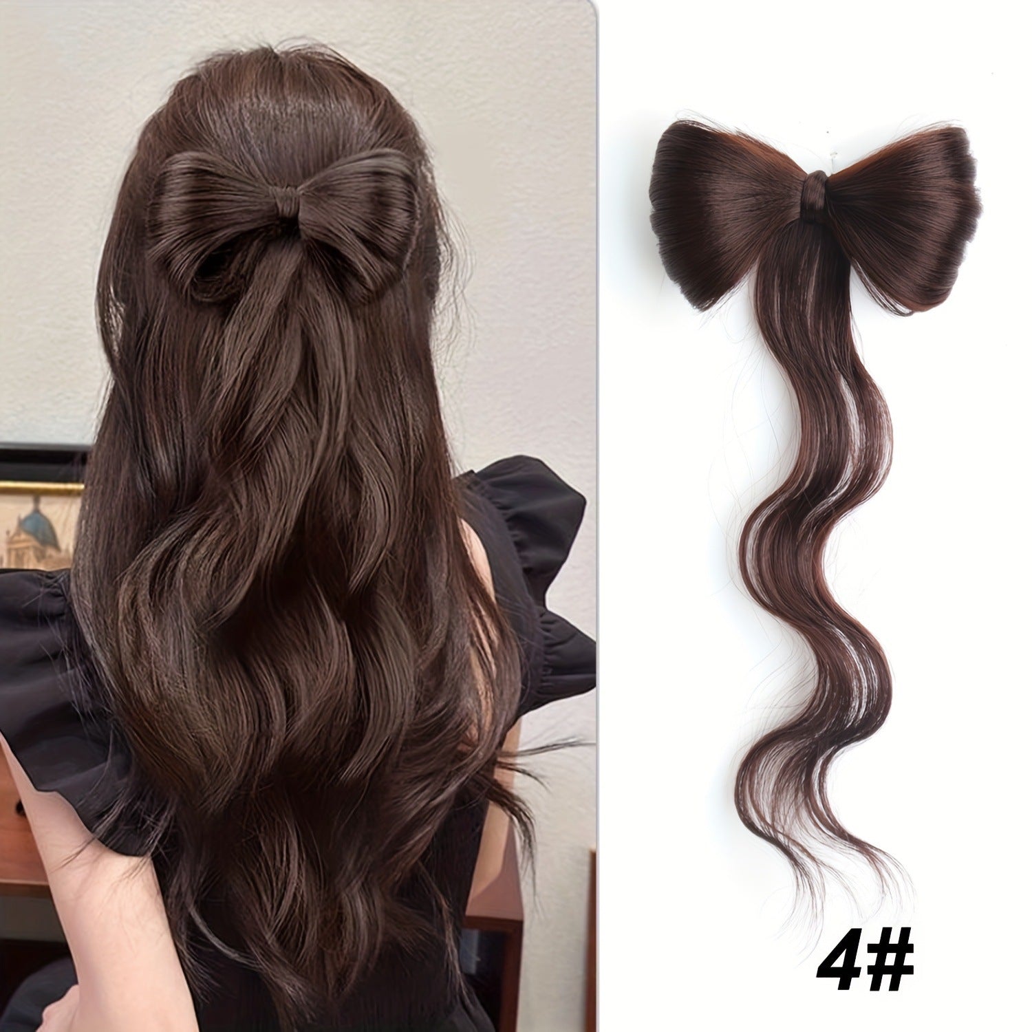 High temperature silk double ponytail wig for women, long straight hair, high ponytail, high temperature matte simulation hair, fluffy hair wig piece
