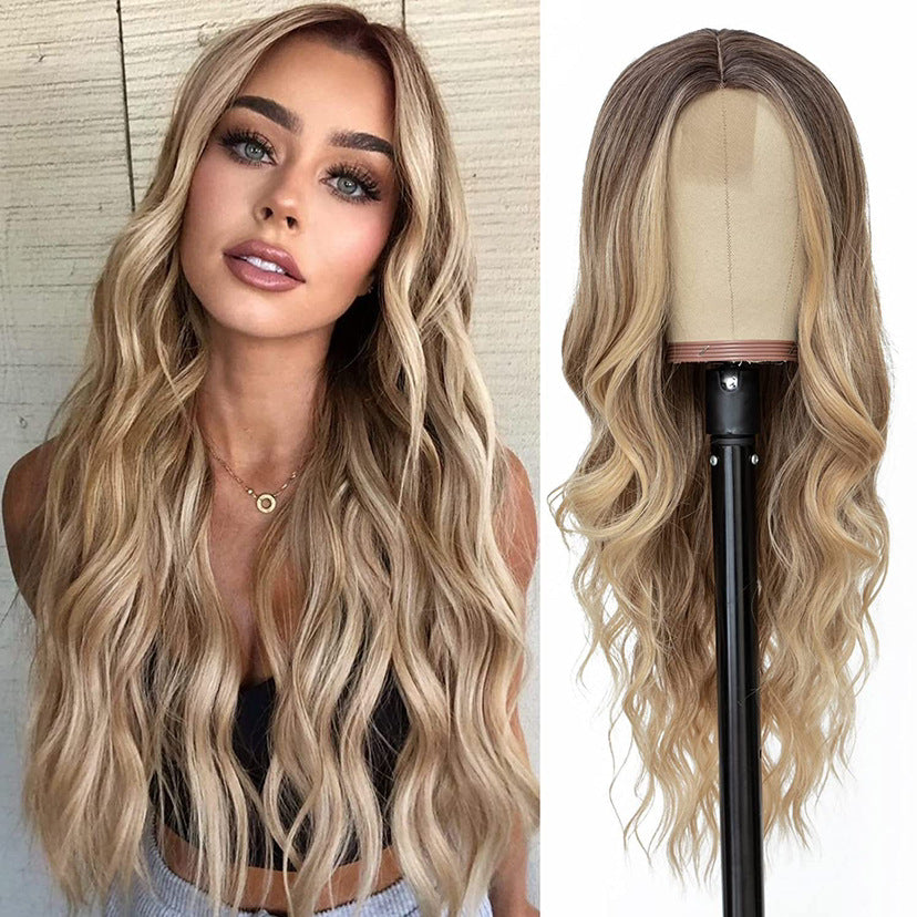 Cross border counter quality! Flame retardant synthetic goddess curly hair half head set headband style, worn in 3 seconds to complete the styling