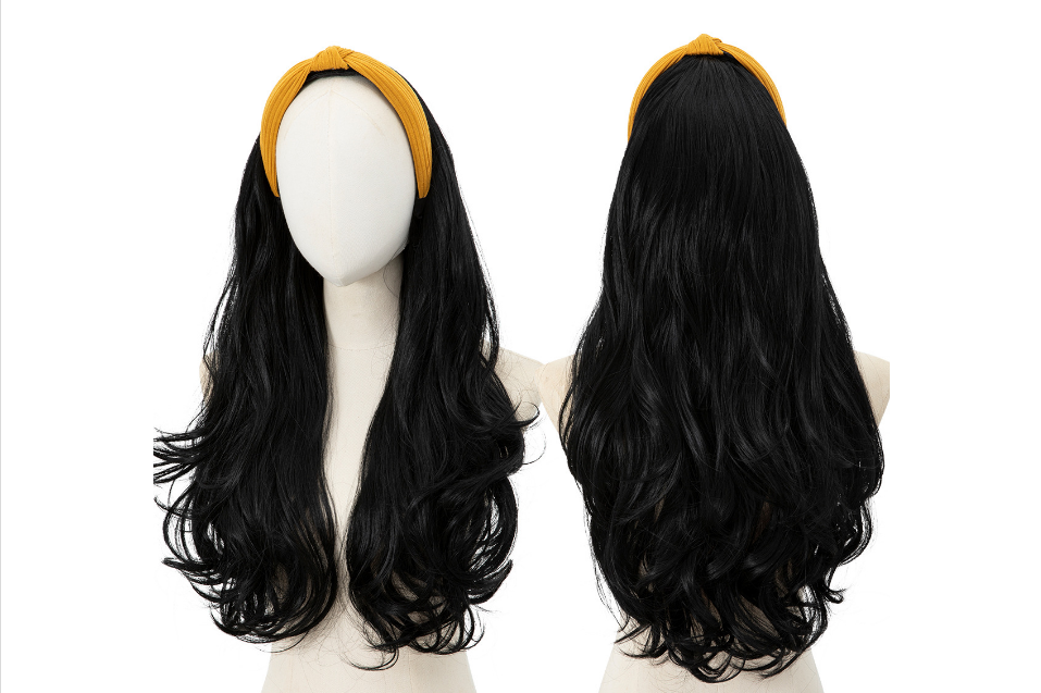 Hair cover, wig cover, long curly hair, real hair, full human hair, natural fluffy, big wavy long hair, lace full head cover