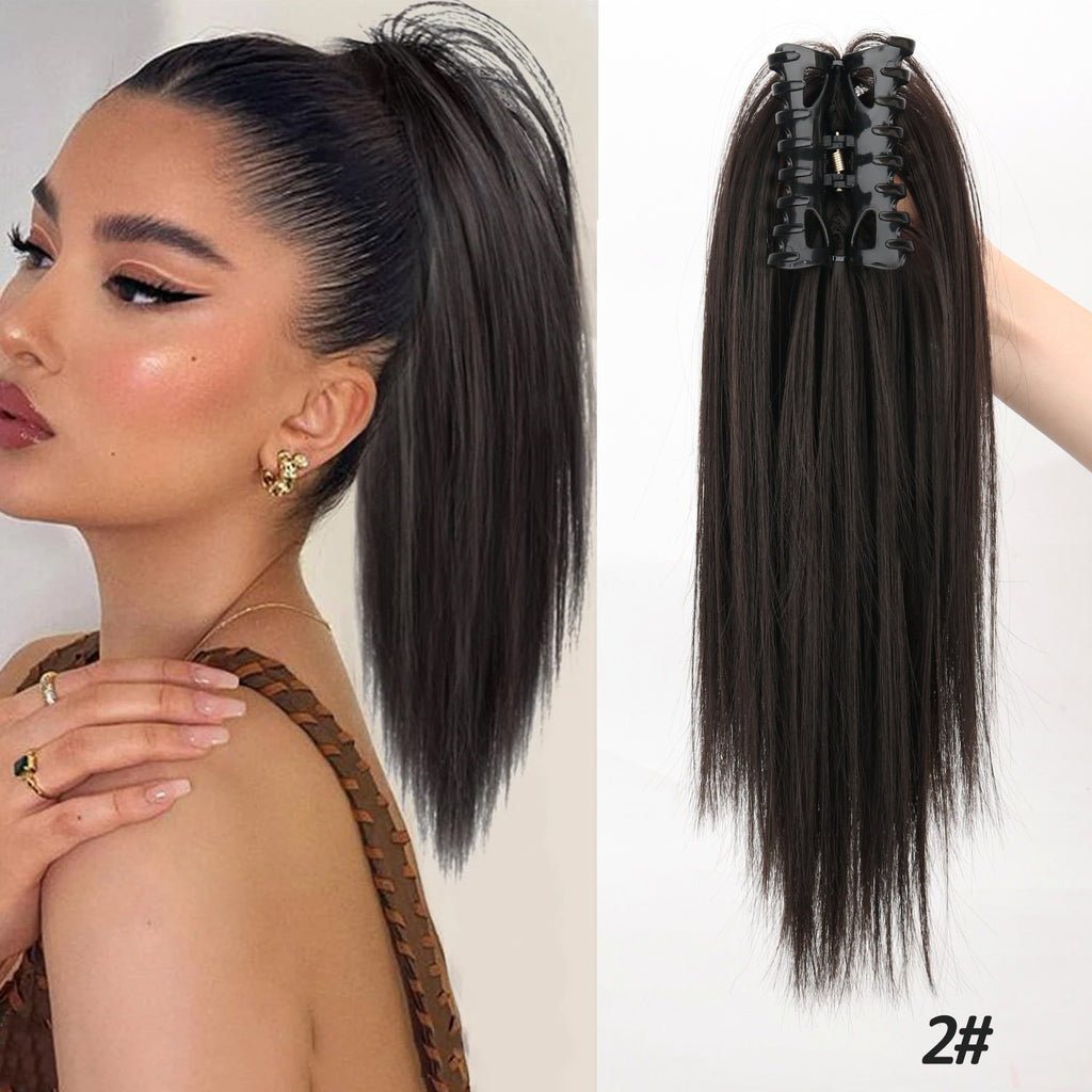 European and American Ins style high skull top big wave half head wig gradient brown long curly hair replacement patch