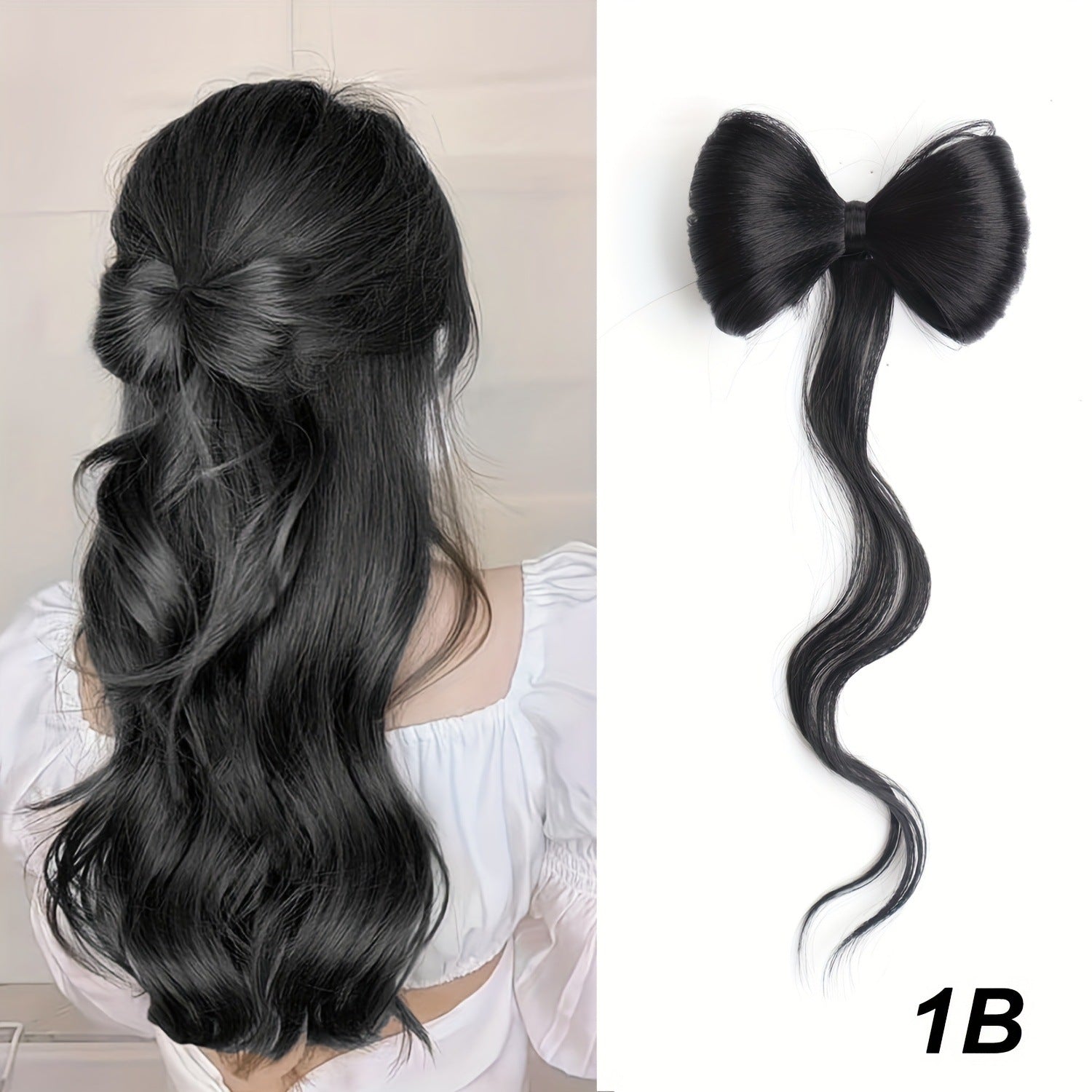 High temperature silk double ponytail wig for women, long straight hair, high ponytail, high temperature matte simulation hair, fluffy hair wig piece