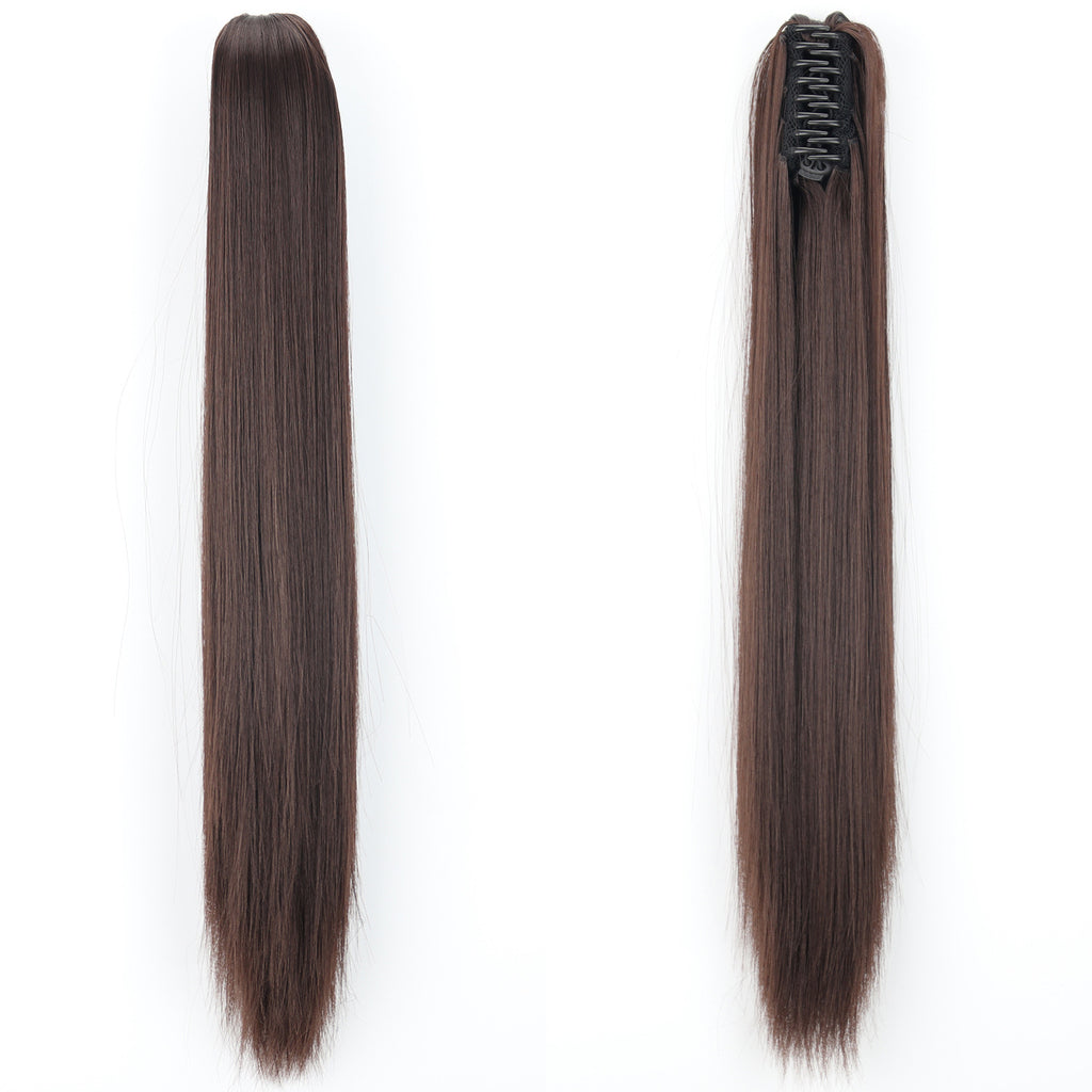 New wig, women's ponytail, medium long hair, simulated hair, natural micro curls, grab clip style ponytail, high ponytail, fake