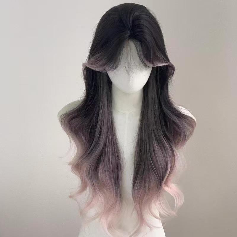 Breathable mesh bottom design, colorful gradient long hair cosplay special full head cover
