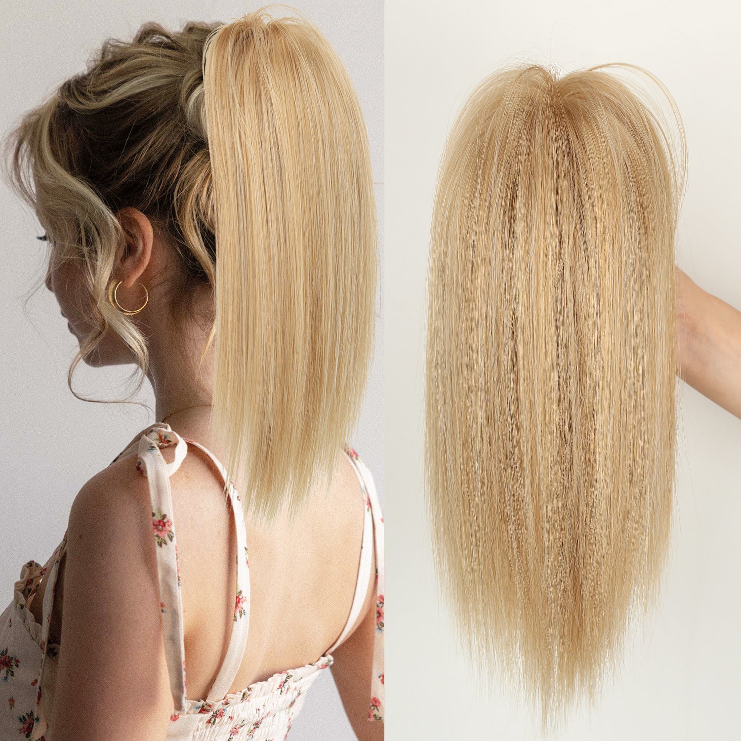 European and American Ins style high skull top big wave half head wig gradient brown long curly hair replacement patch
