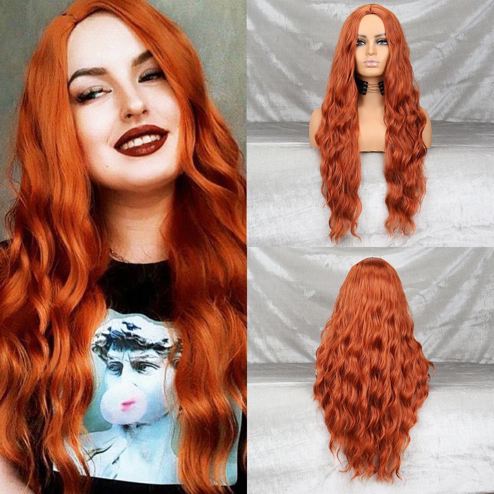 [Celebrity Makeup Room Same Style] Film and Television Grade High Temperature Silk Wig with Large Wave Curling Hair Replacement Half Head Set