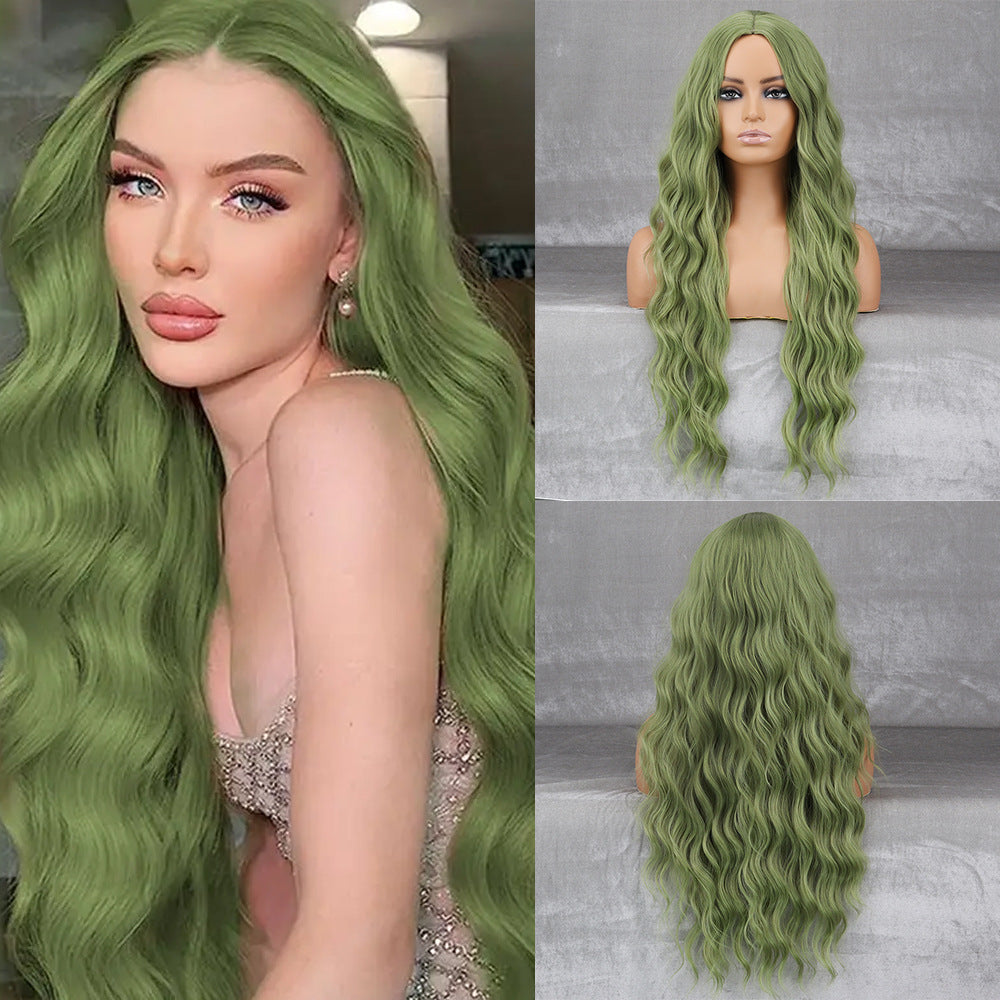 [Celebrity Makeup Room Same Style] Film and Television Grade High Temperature Silk Wig with Large Wave Curling Hair Replacement Half Head Set