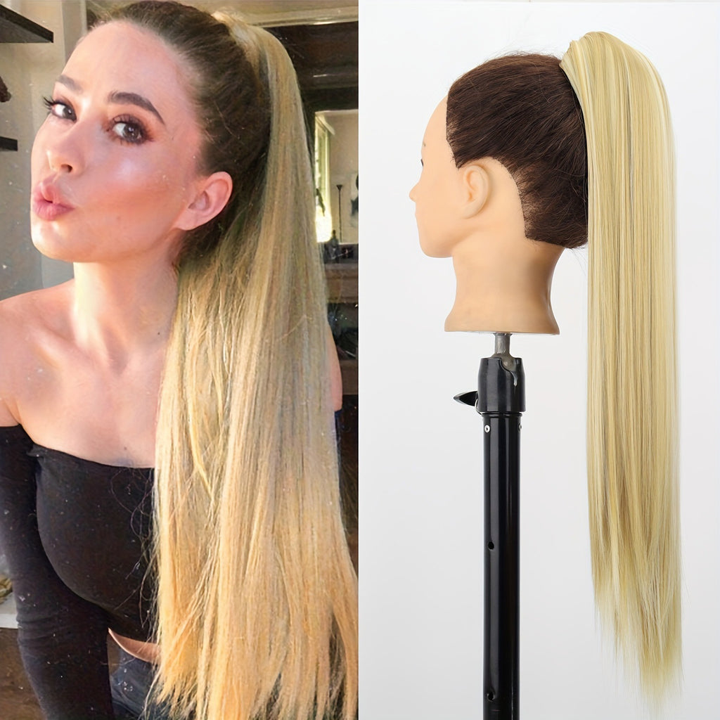 New wig, women's ponytail, medium long hair, simulated hair, natural micro curls, grab clip style ponytail, high ponytail, fake
