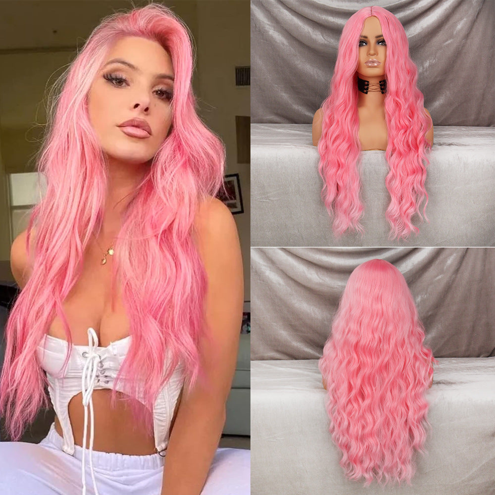 [Celebrity Makeup Room Same Style] Film and Television Grade High Temperature Silk Wig with Large Wave Curling Hair Replacement Half Head Set