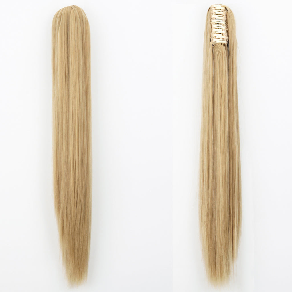 New wig, women's ponytail, medium long hair, simulated hair, natural micro curls, grab clip style ponytail, high ponytail, fake