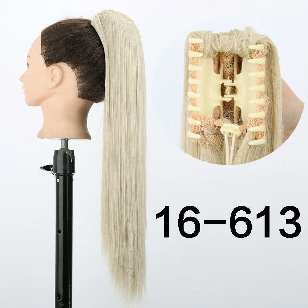 New wig, women's ponytail, medium long hair, simulated hair, natural micro curls, grab clip style ponytail, high ponytail, fake