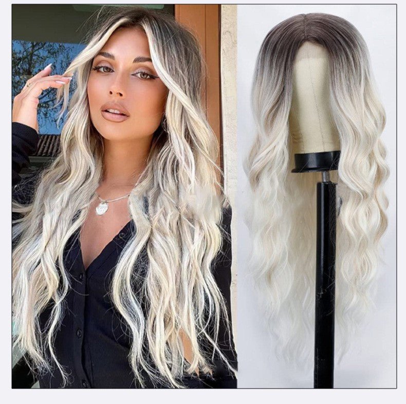 Cross border counter quality! Flame retardant synthetic goddess curly hair half head set headband style, worn in 3 seconds to complete the styling