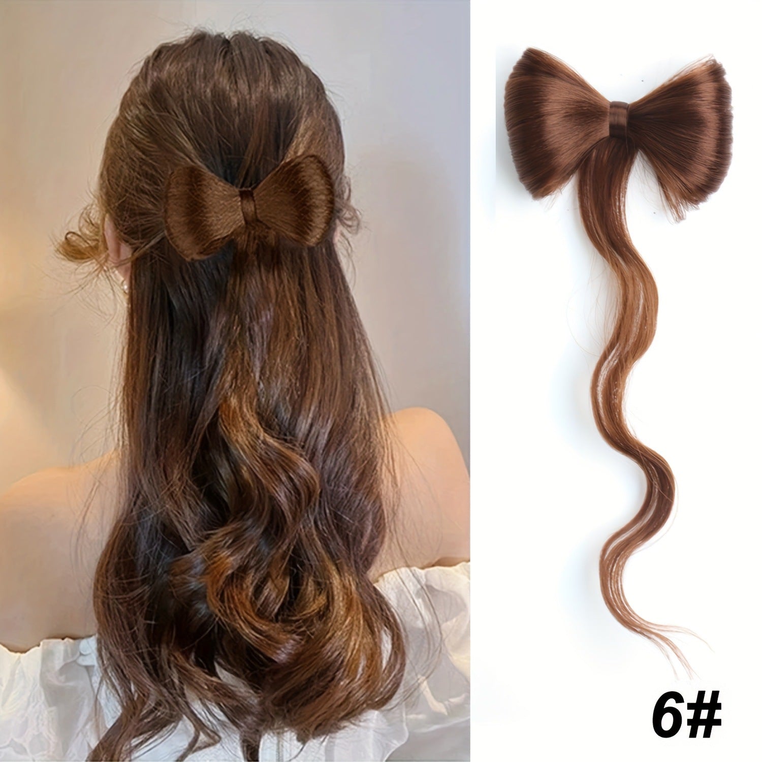High temperature silk double ponytail wig for women, long straight hair, high ponytail, high temperature matte simulation hair, fluffy hair wig piece