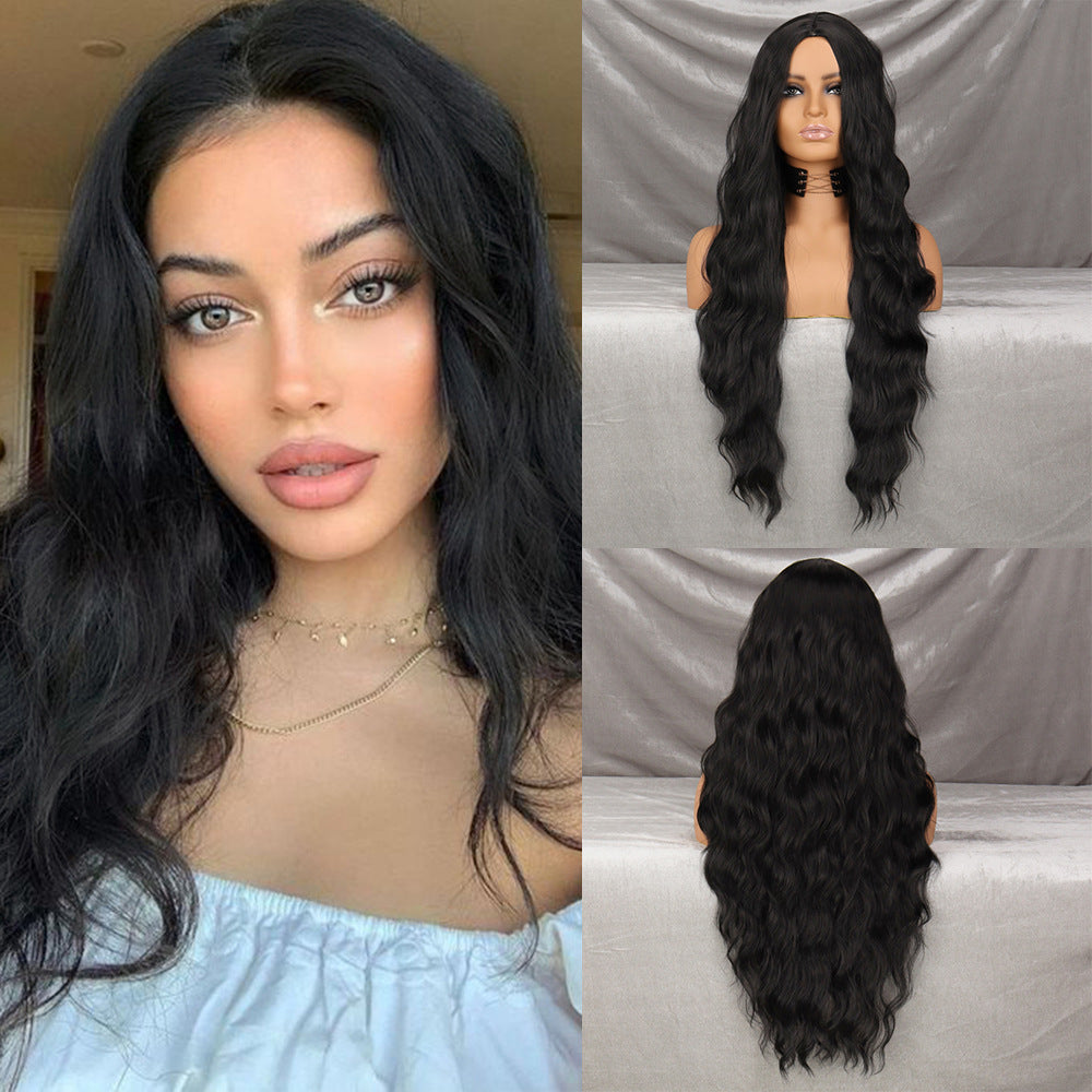 [Celebrity Makeup Room Same Style] Film and Television Grade High Temperature Silk Wig with Large Wave Curling Hair Replacement Half Head Set