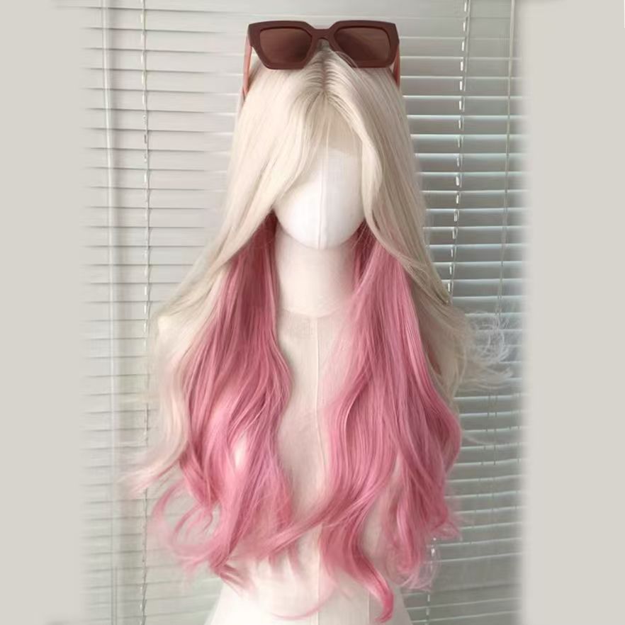 Breathable mesh bottom design, colorful gradient long hair cosplay special full head cover