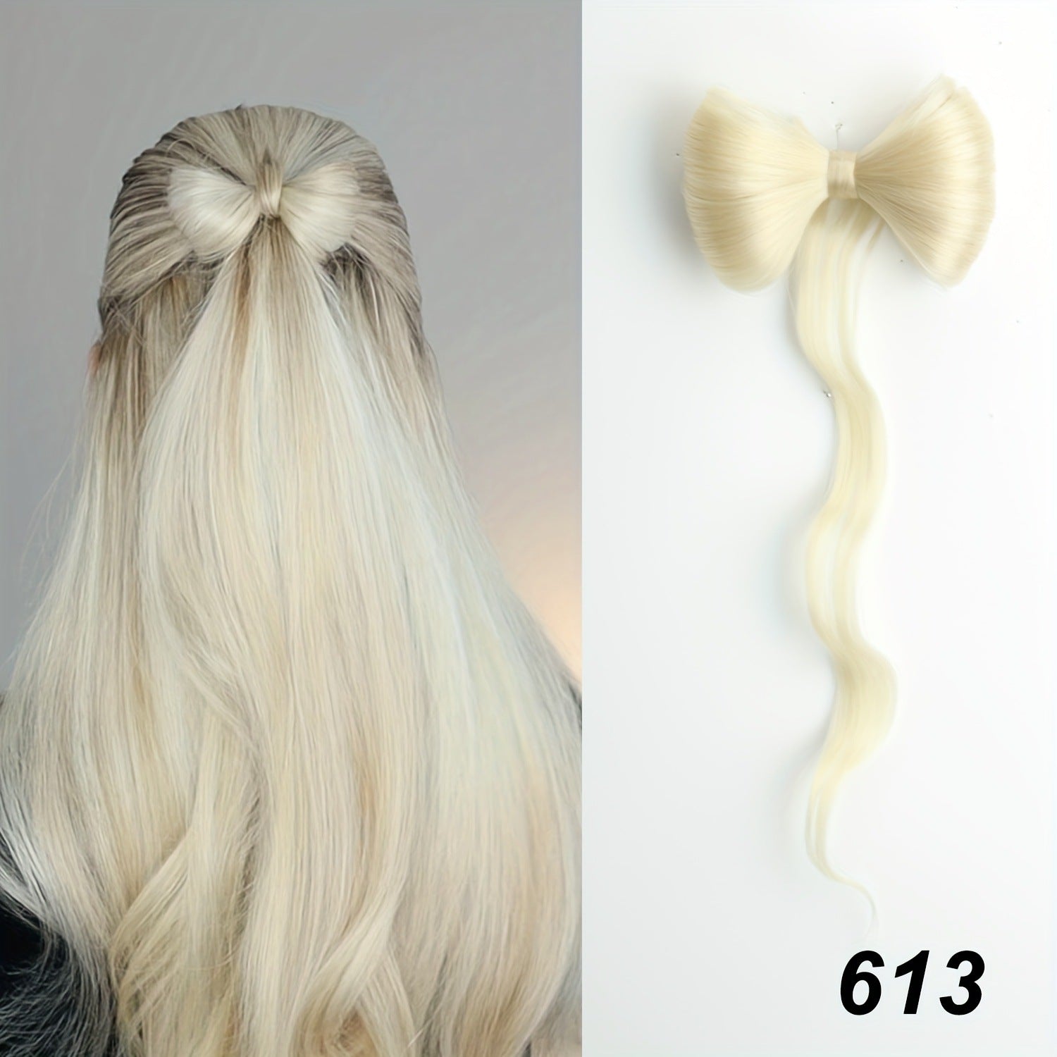 High temperature silk double ponytail wig for women, long straight hair, high ponytail, high temperature matte simulation hair, fluffy hair wig piece