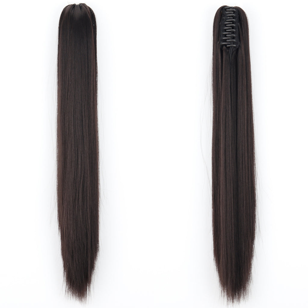 New wig, women's ponytail, medium long hair, simulated hair, natural micro curls, grab clip style ponytail, high ponytail, fake