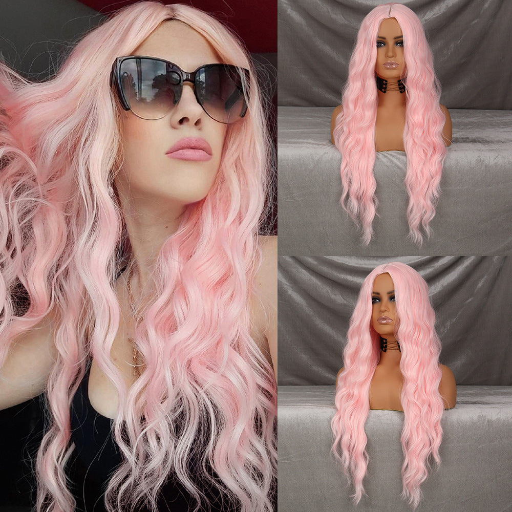 [Celebrity Makeup Room Same Style] Film and Television Grade High Temperature Silk Wig with Large Wave Curling Hair Replacement Half Head Set
