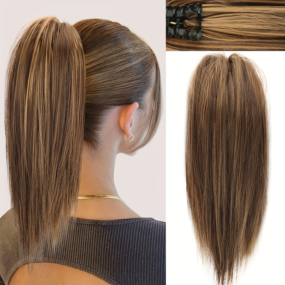 European and American Ins style high skull top big wave half head wig gradient brown long curly hair replacement patch
