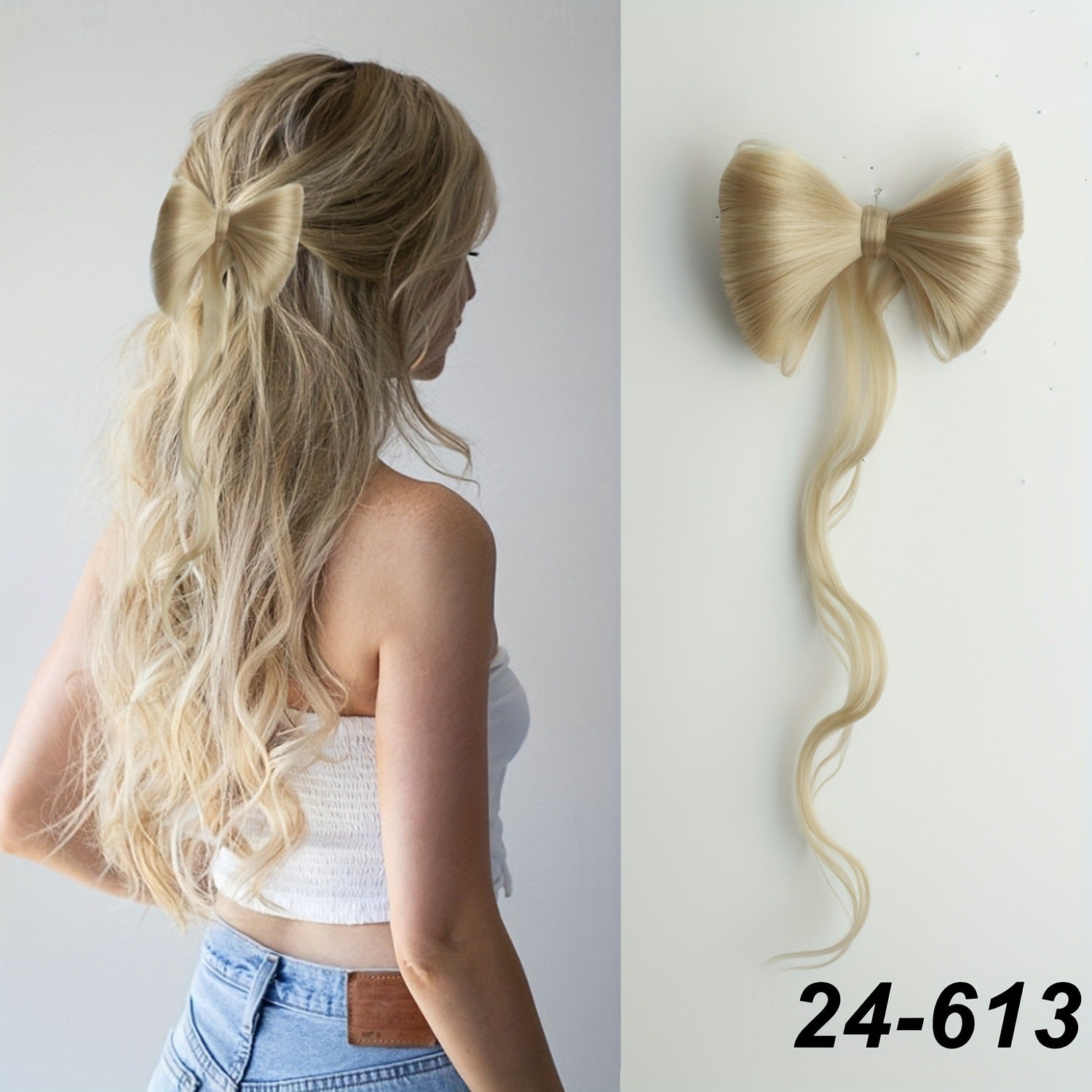High temperature silk double ponytail wig for women, long straight hair, high ponytail, high temperature matte simulation hair, fluffy hair wig piece