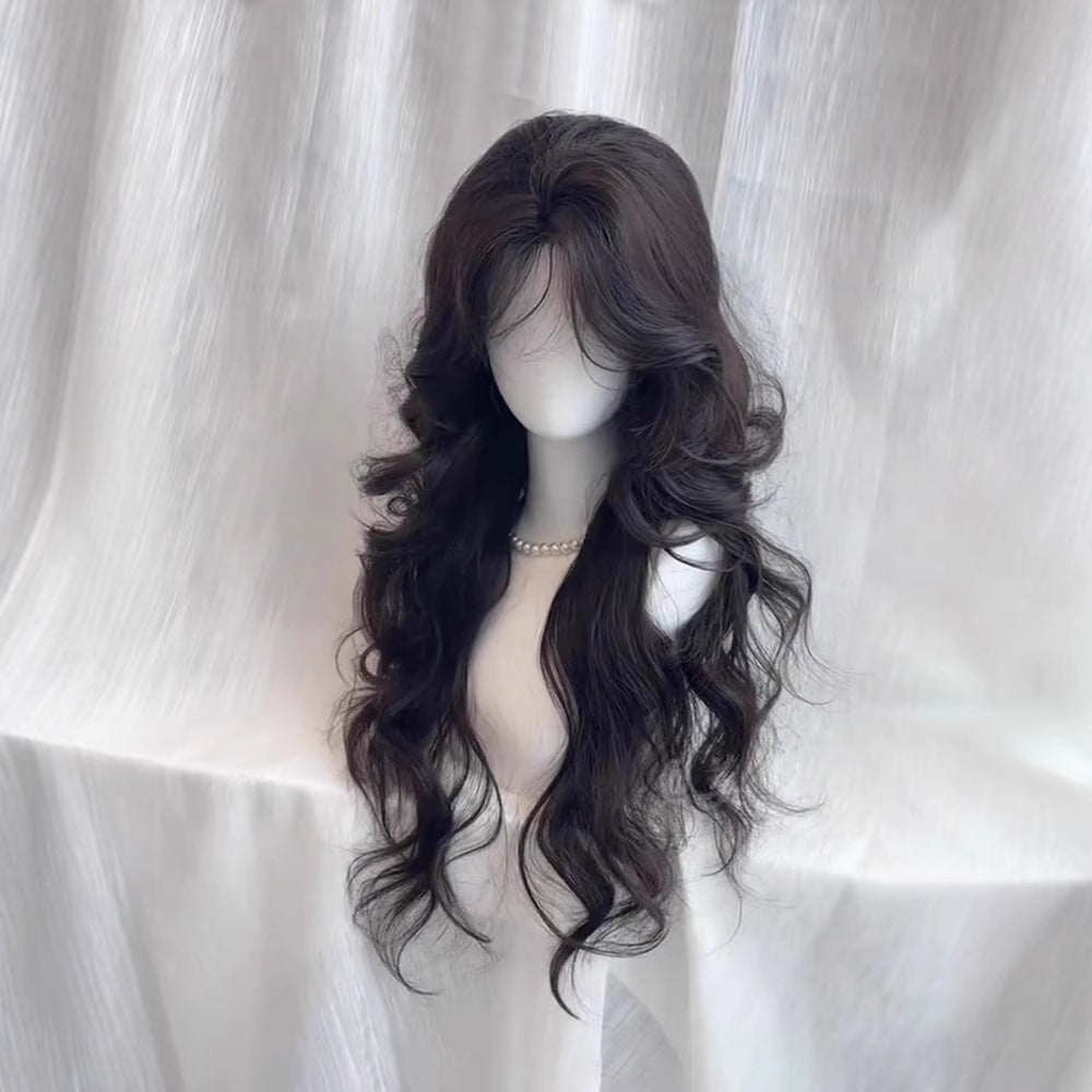 Cos wig women's full head cover, breathable and comfortable to wear in summer, real hair, long curly hair