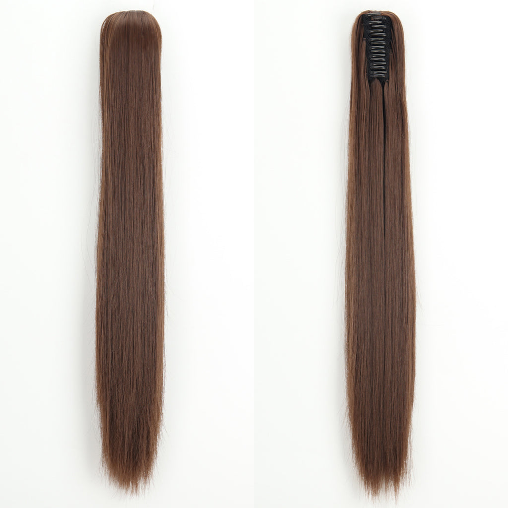 New wig, women's ponytail, medium long hair, simulated hair, natural micro curls, grab clip style ponytail, high ponytail, fake