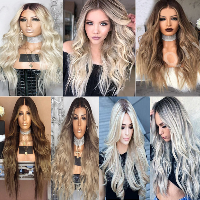 Cross border counter quality! Flame retardant synthetic goddess curly hair half head set headband style, worn in 3 seconds to complete the styling