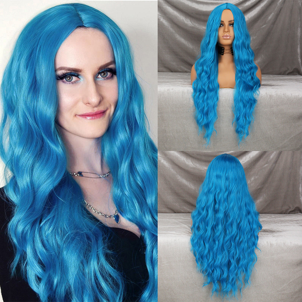 [Celebrity Makeup Room Same Style] Film and Television Grade High Temperature Silk Wig with Large Wave Curling Hair Replacement Half Head Set
