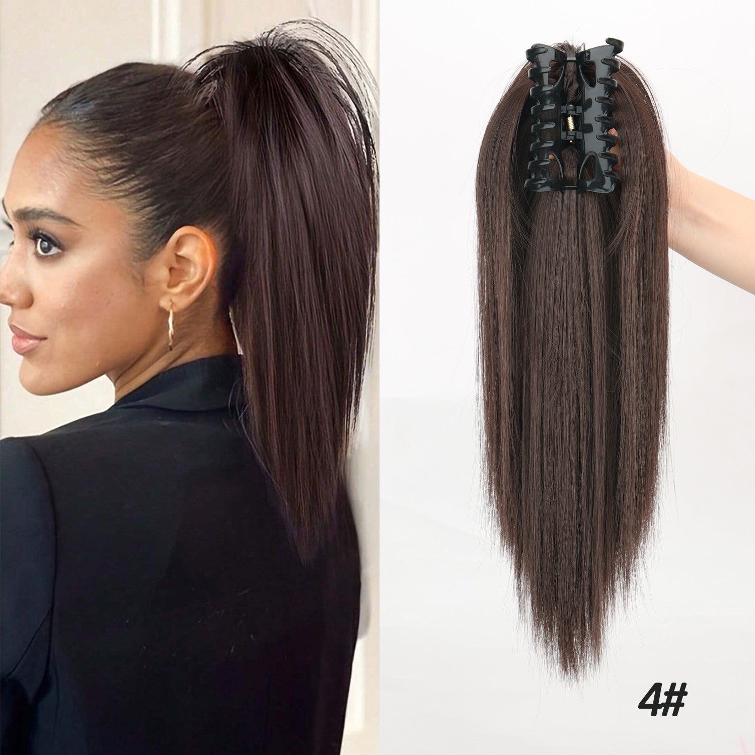 European and American Ins style high skull top big wave half head wig gradient brown long curly hair replacement patch