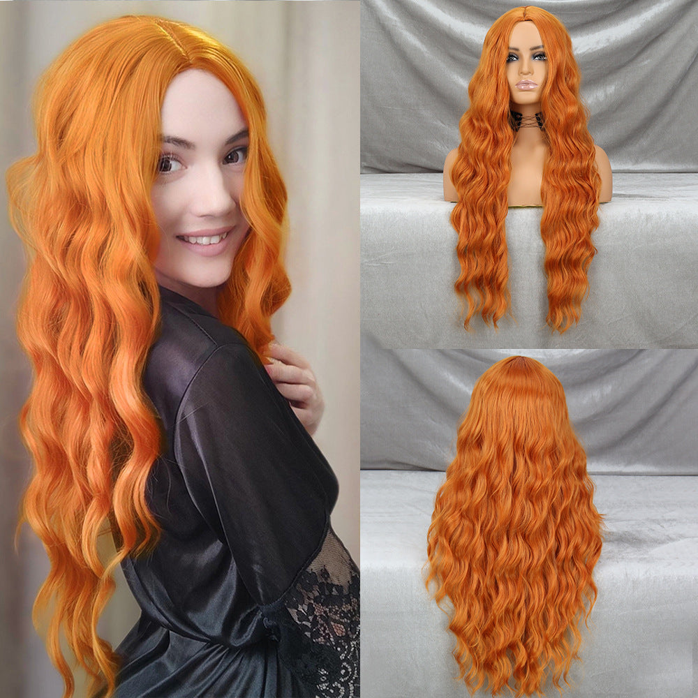 [Celebrity Makeup Room Same Style] Film and Television Grade High Temperature Silk Wig with Large Wave Curling Hair Replacement Half Head Set