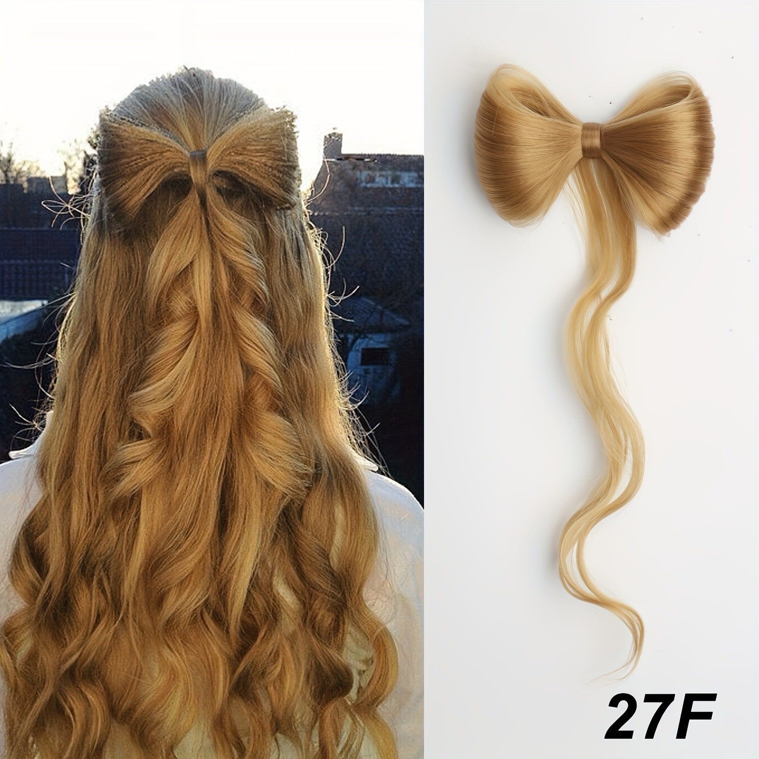 High temperature silk double ponytail wig for women, long straight hair, high ponytail, high temperature matte simulation hair, fluffy hair wig piece