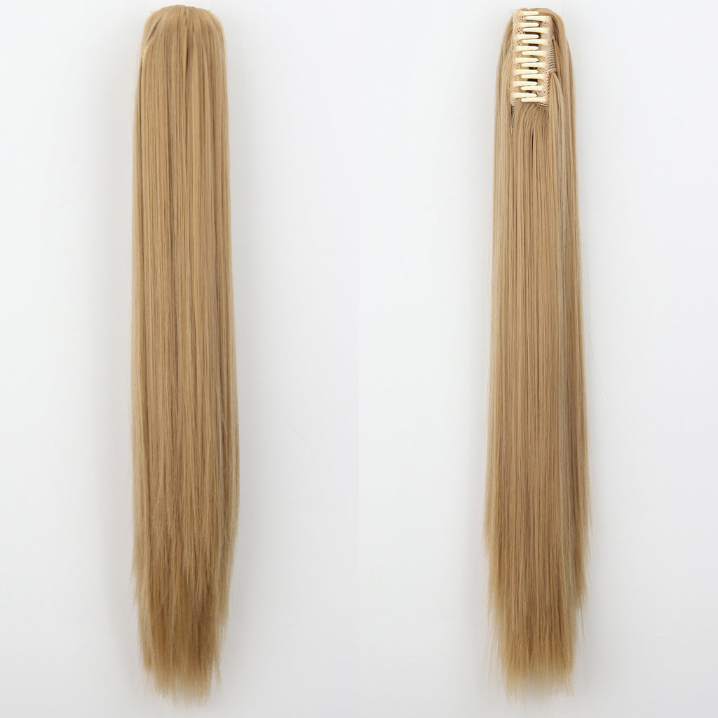 New wig, women's ponytail, medium long hair, simulated hair, natural micro curls, grab clip style ponytail, high ponytail, fake