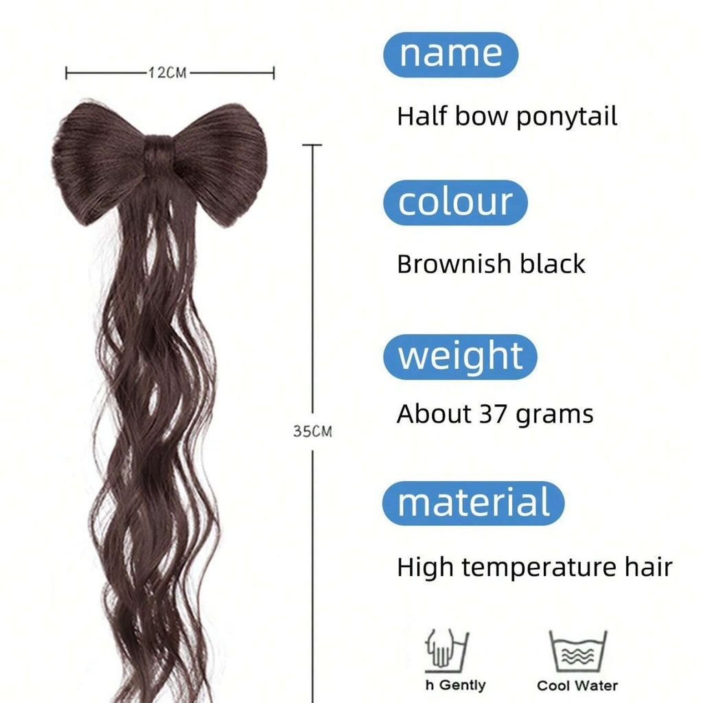 High temperature silk double ponytail wig for women, long straight hair, high ponytail, high temperature matte simulation hair, fluffy hair wig piece