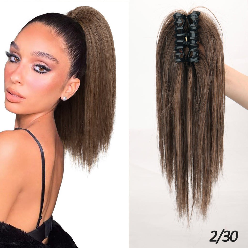 European and American Ins style high skull top big wave half head wig gradient brown long curly hair replacement patch