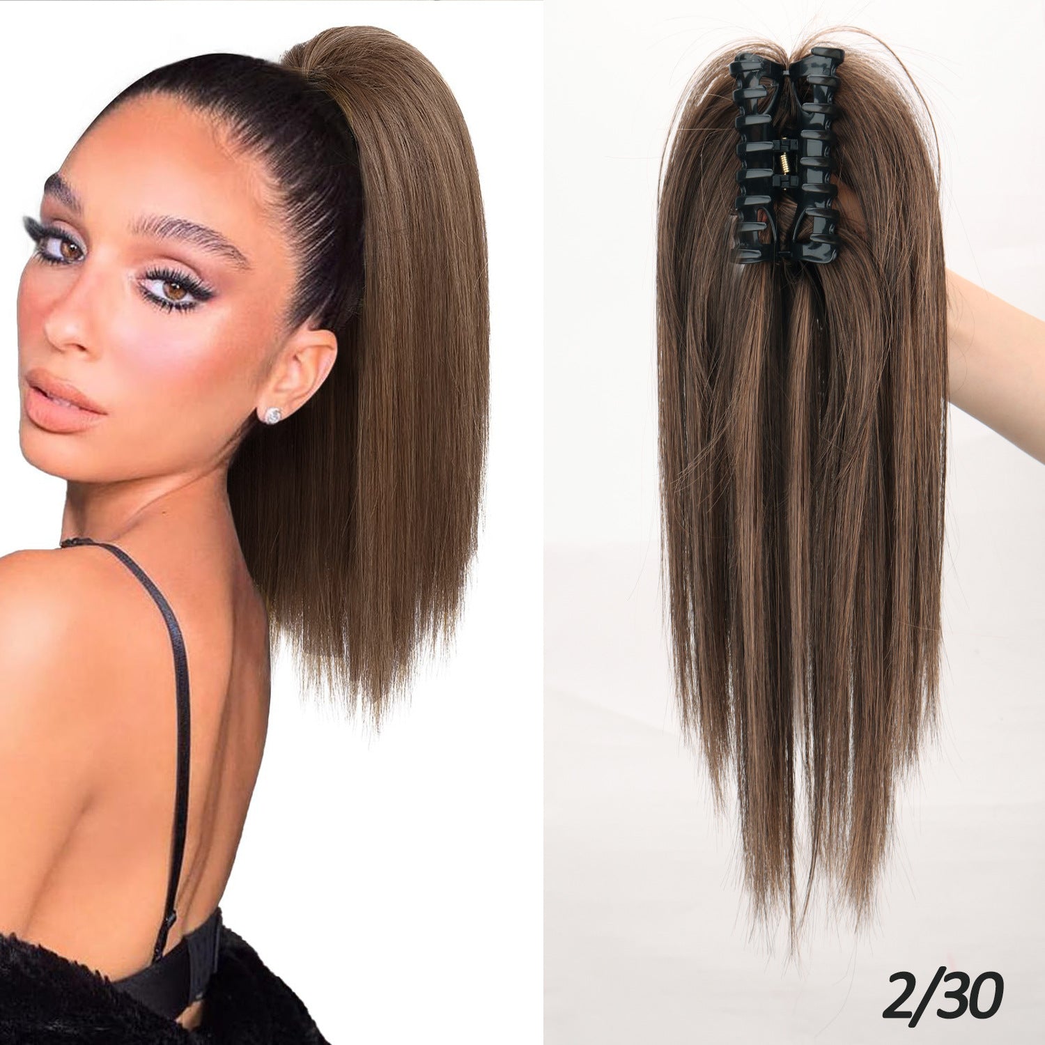 European and American Ins style high skull top big wave half head wig gradient brown long curly hair replacement patch