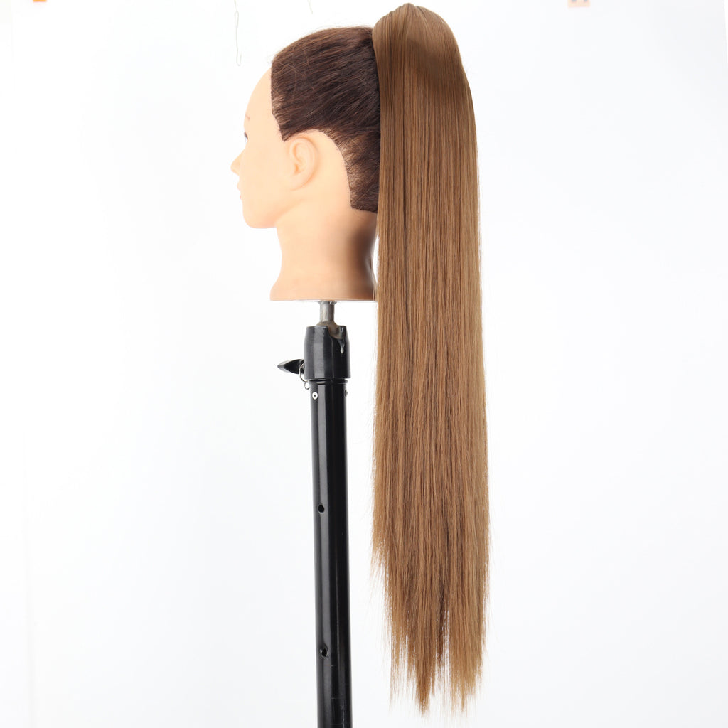 New wig, women's ponytail, medium long hair, simulated hair, natural micro curls, grab clip style ponytail, high ponytail, fake