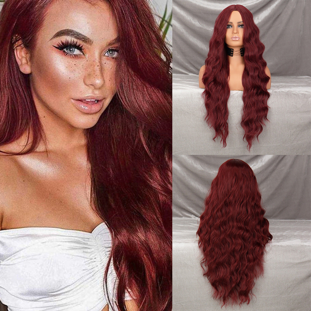 [Celebrity Makeup Room Same Style] Film and Television Grade High Temperature Silk Wig with Large Wave Curling Hair Replacement Half Head Set