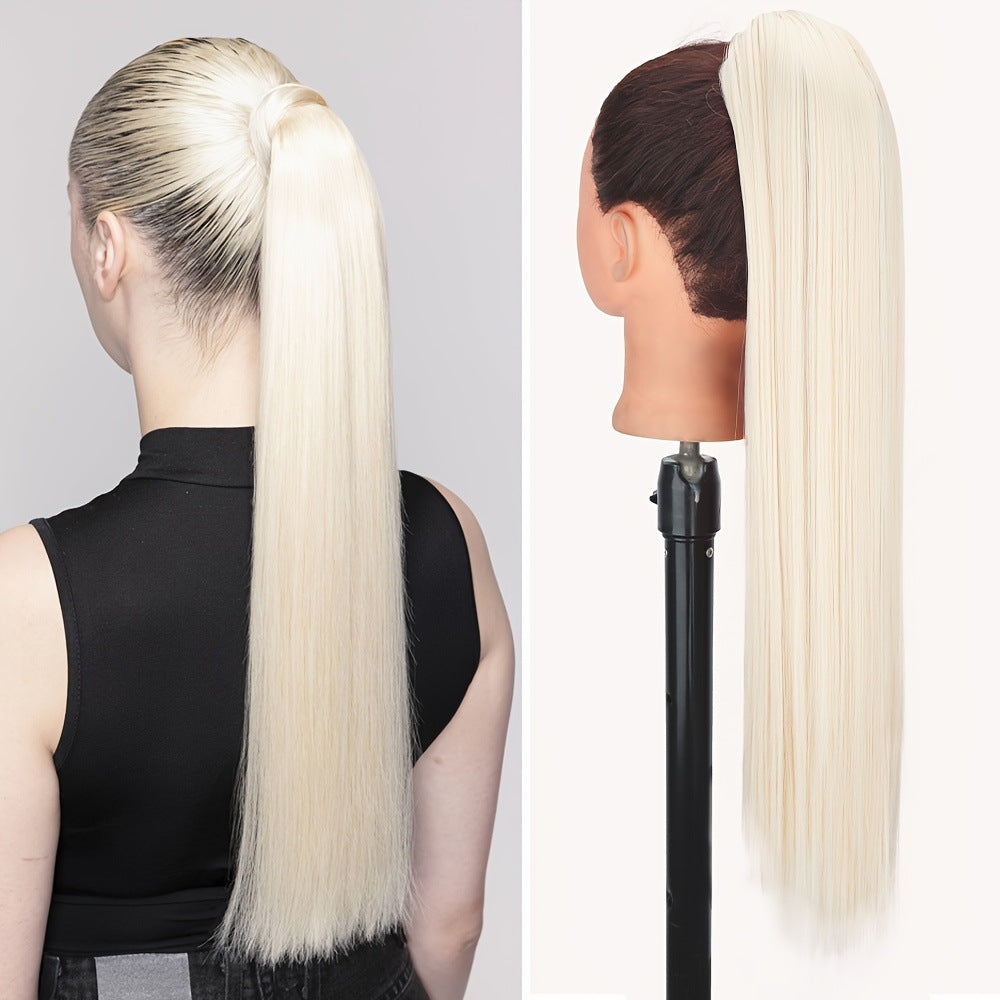 New wig, women's ponytail, medium long hair, simulated hair, natural micro curls, grab clip style ponytail, high ponytail, fake