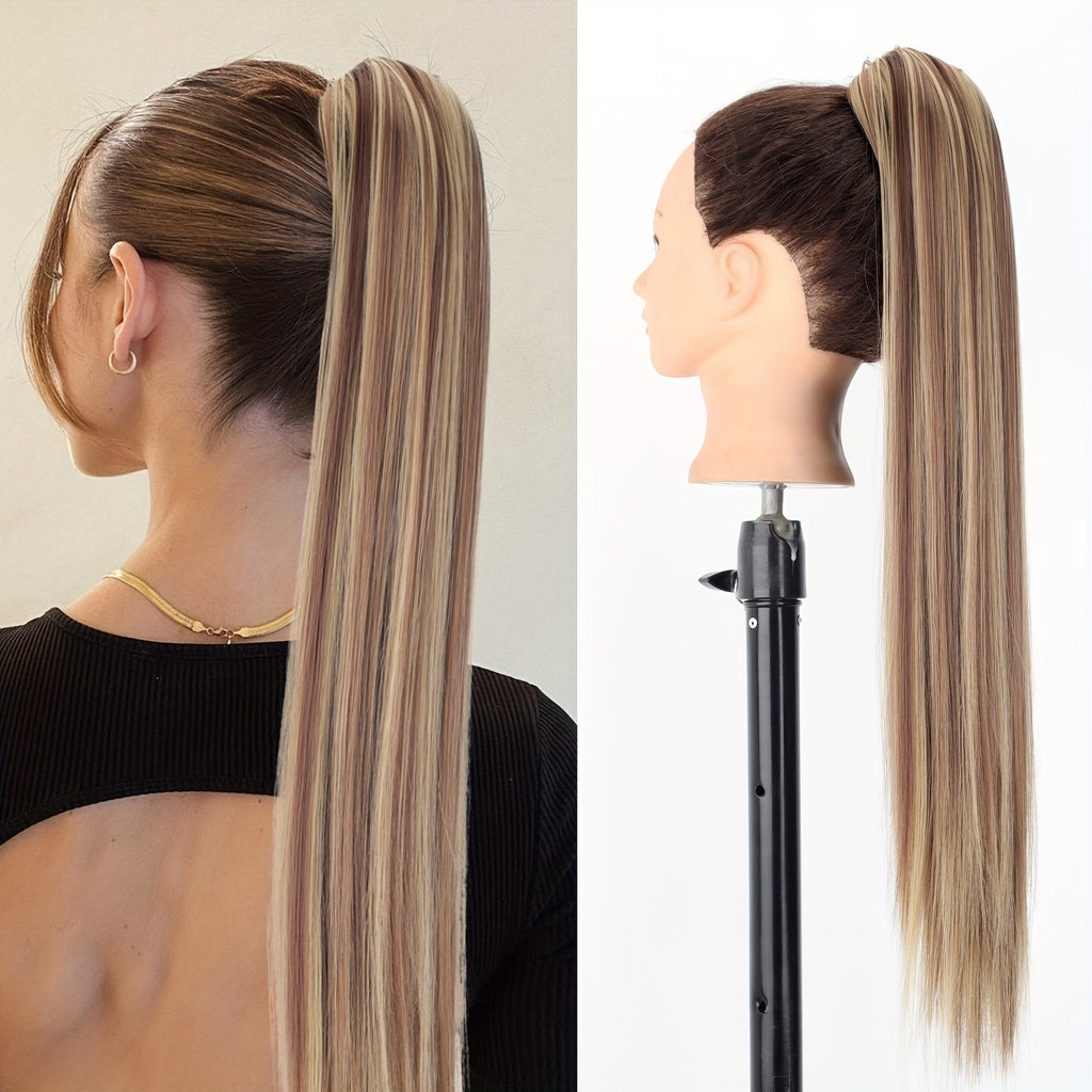 New wig, women's ponytail, medium long hair, simulated hair, natural micro curls, grab clip style ponytail, high ponytail, fake