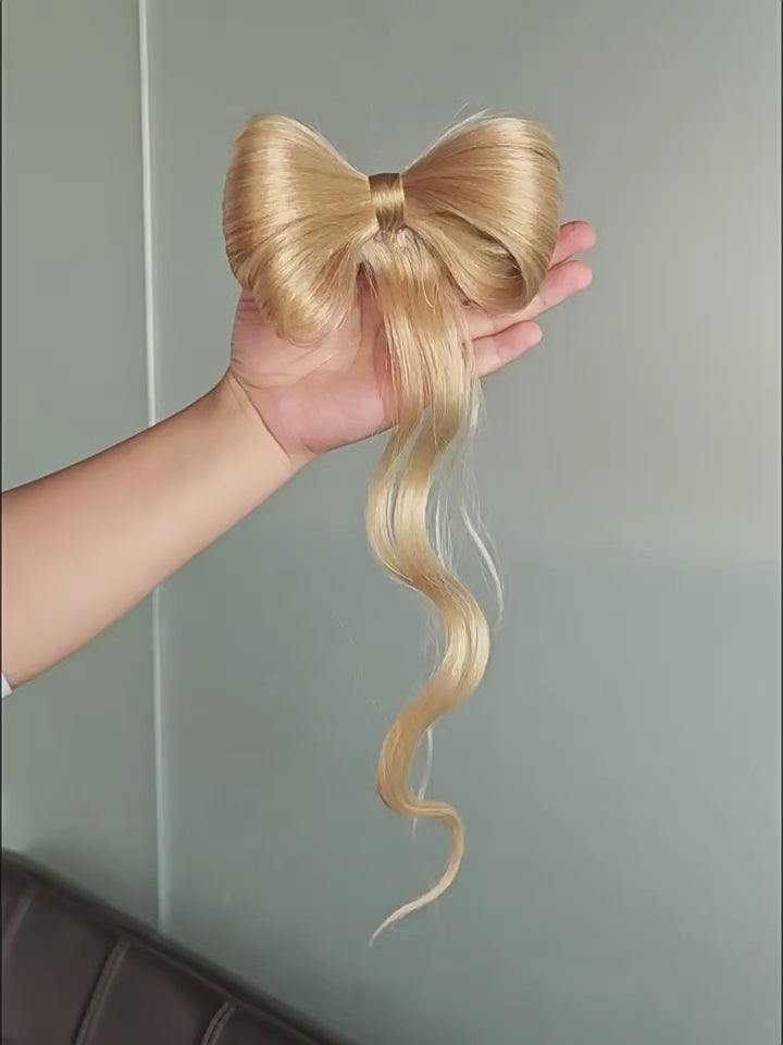 High temperature silk double ponytail wig for women, long straight hair, high ponytail, high temperature matte simulation hair, fluffy hair wig piece